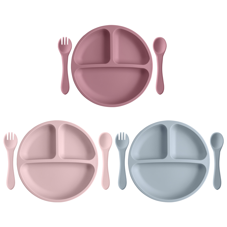 Baby Food Equipment - Peralatan makan silikon anak-anak, 3 buah